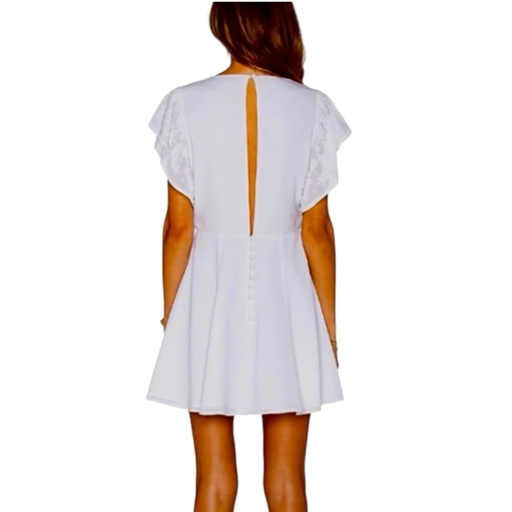 Lovers + Friends The Roma White Beaded Fit & Flare Mini Dress Women’s Small - Picture 4 of 13